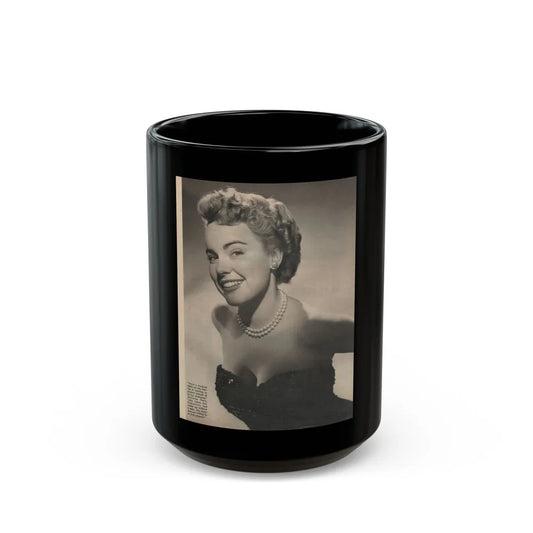 Terry Moore #649 - 8x10.5 1 B&W Magazine Glamour Portrait Photo Circa 1953 (Vintage Female Icon) Black Coffee Mug-15oz-Go Mug Yourself