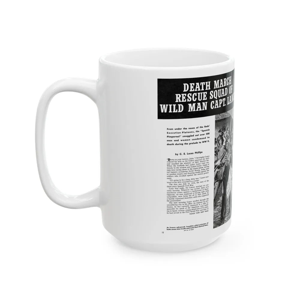 Death March Rescue Squad of Wild Man Capt. Lance, For Men Only, March 1961 - White Coffee Mug-Go Mug Yourself