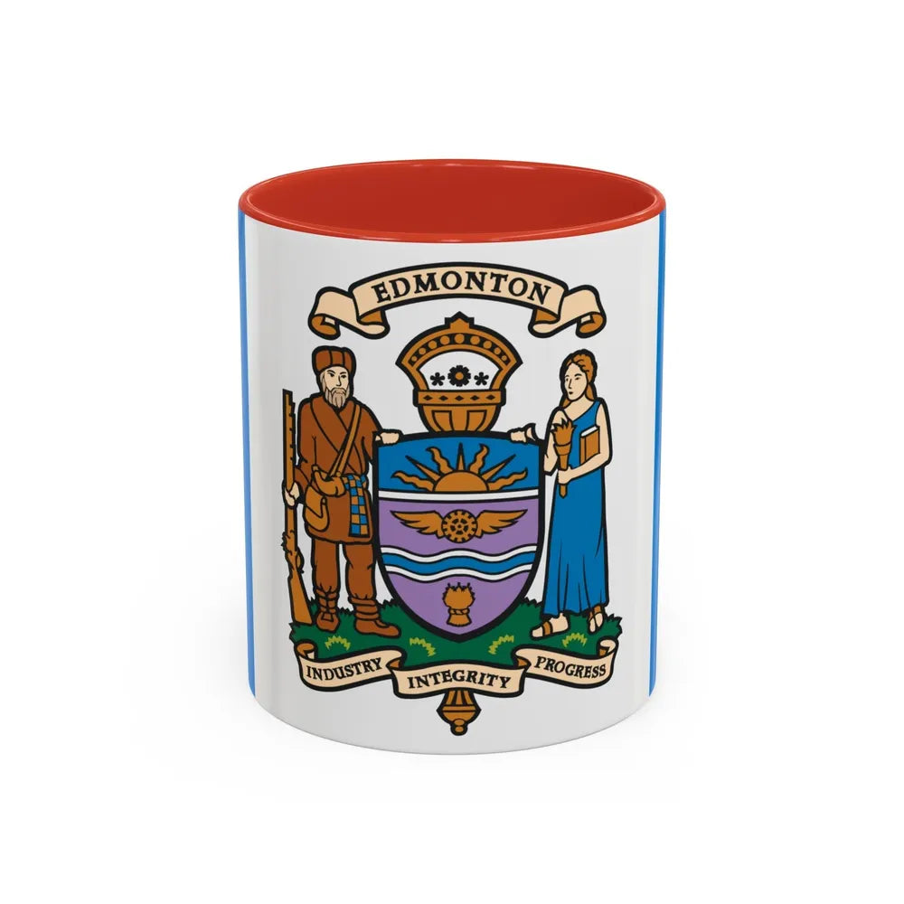 Flag of Edmonton Canada - Accent Coffee Mug-11oz-Red-Go Mug Yourself