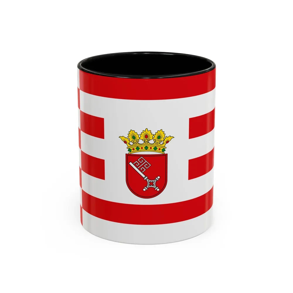 Flag of Bremen with middle arms Germany - Accent Coffee Mug-11oz-Black-Go Mug Yourself