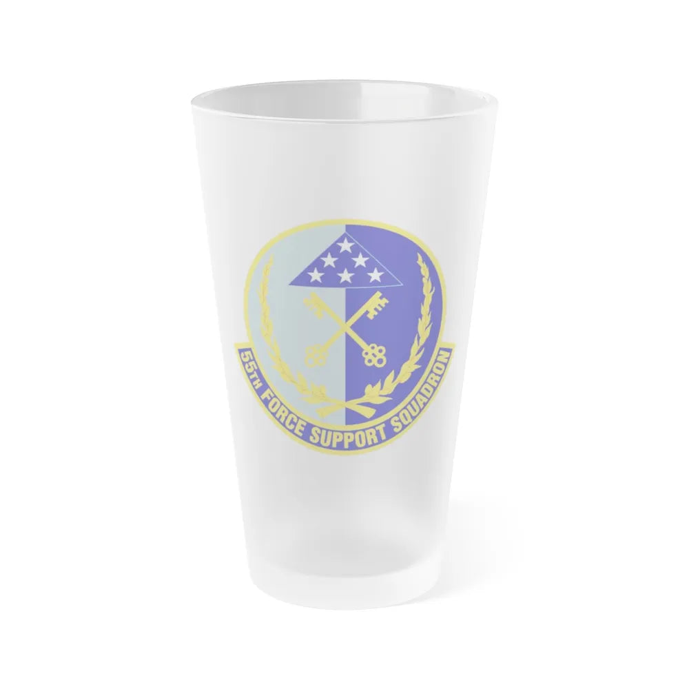 55th Force Support Squadron (U.S. Air Force) Frosted Pint Glass 16oz-Go Mug Yourself