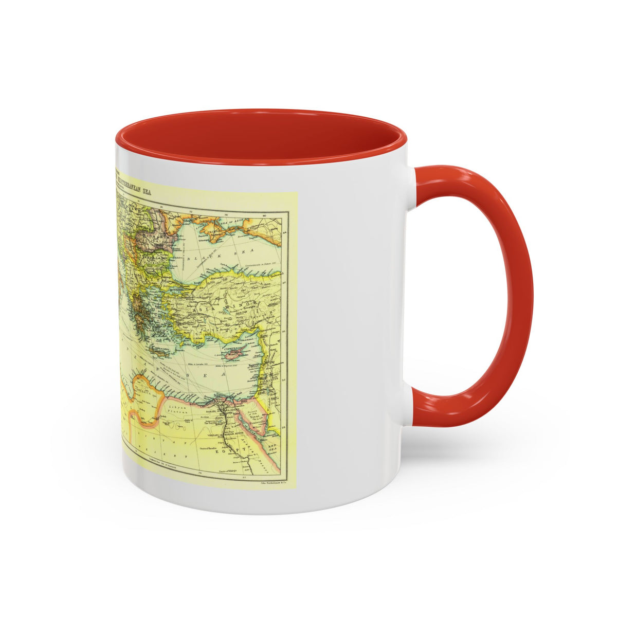 Mediterranean - Countries Bordering the (1912) (Map) Accent Coffee Mug