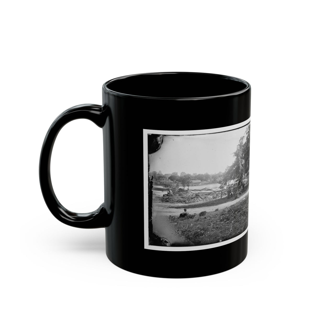 Petersburg, Virginia (Vicinity). View Of James River And Photographic Wagon Of Engineer Corps (U.S. Civil War) Black Coffee Mug