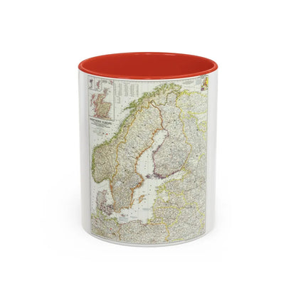 Europe, Northern (1954) (Map) Accent Coffee Mug-11oz-Red-Go Mug Yourself