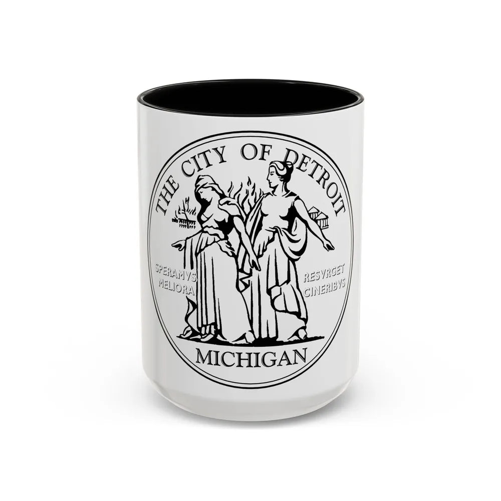 Seal of Detroit - Accent Coffee Mug-15oz-Black-Go Mug Yourself