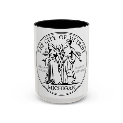 Seal of Detroit - Accent Coffee Mug-15oz-Black-Go Mug Yourself