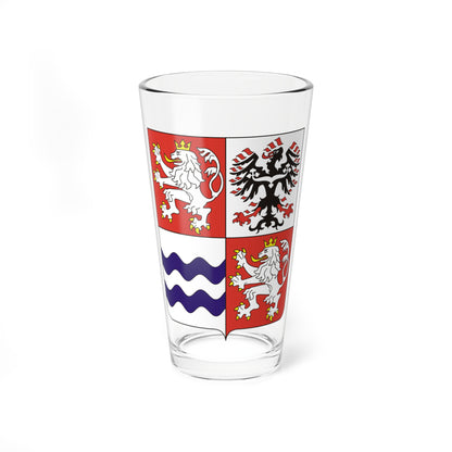 CZE Kraj Środkowoczeski COA (Czech Republic) (Coat of Arms) Pint Glass 16oz