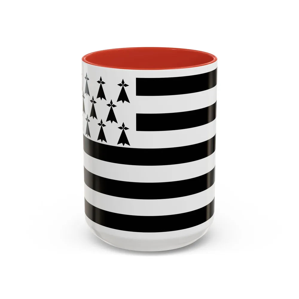 Flag of Bretagne France - Accent Coffee Mug-15oz-Red-Go Mug Yourself