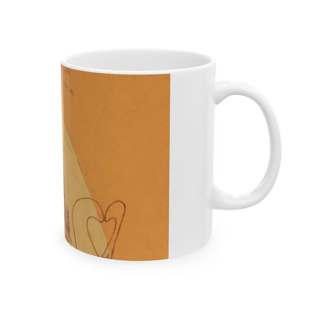 Couple at Cafe table, magazine illustration - White Coffee Mug-Go Mug Yourself