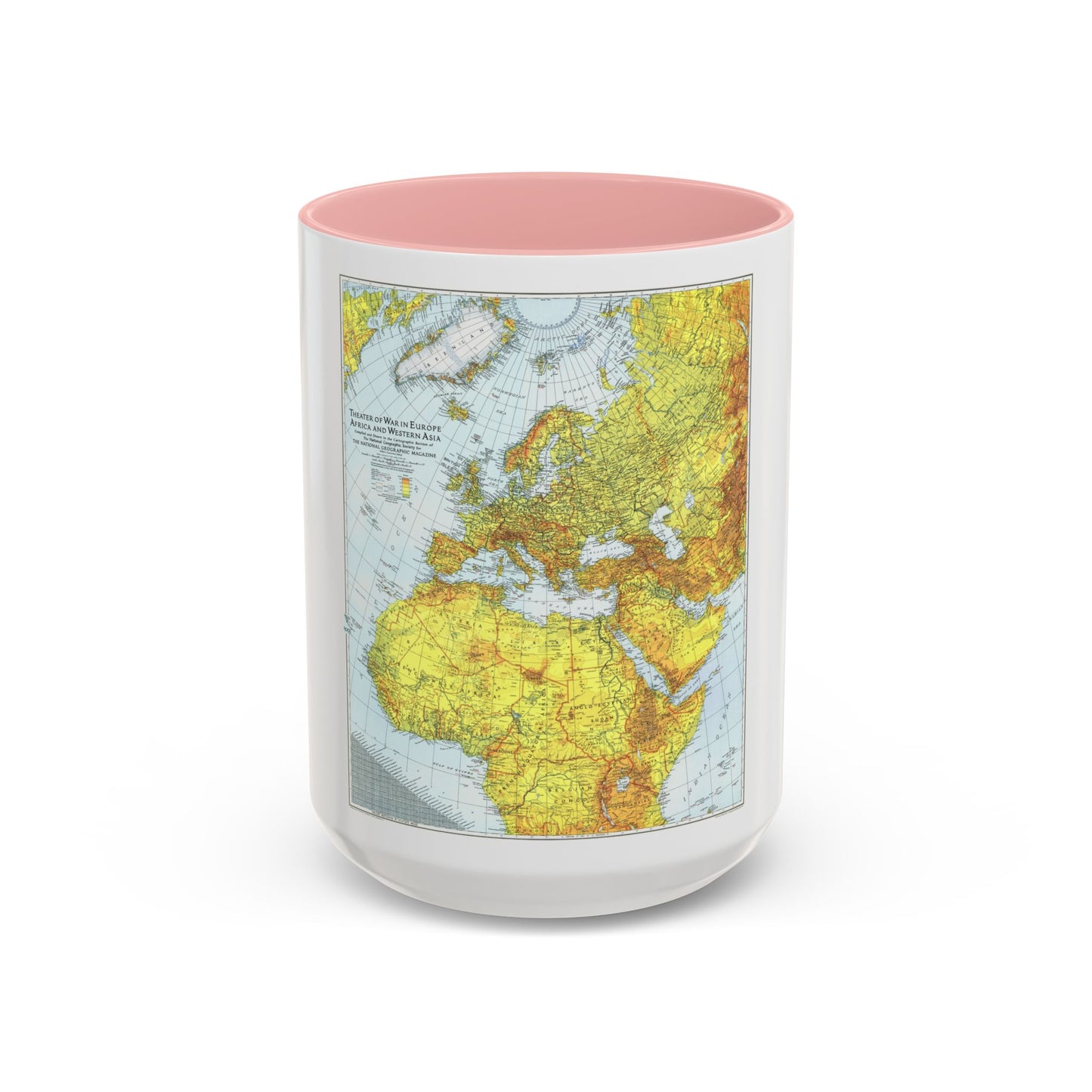 Europe, Africa, and Western Asia - Theater of War (1942) (Map) Accent Coffee Mug