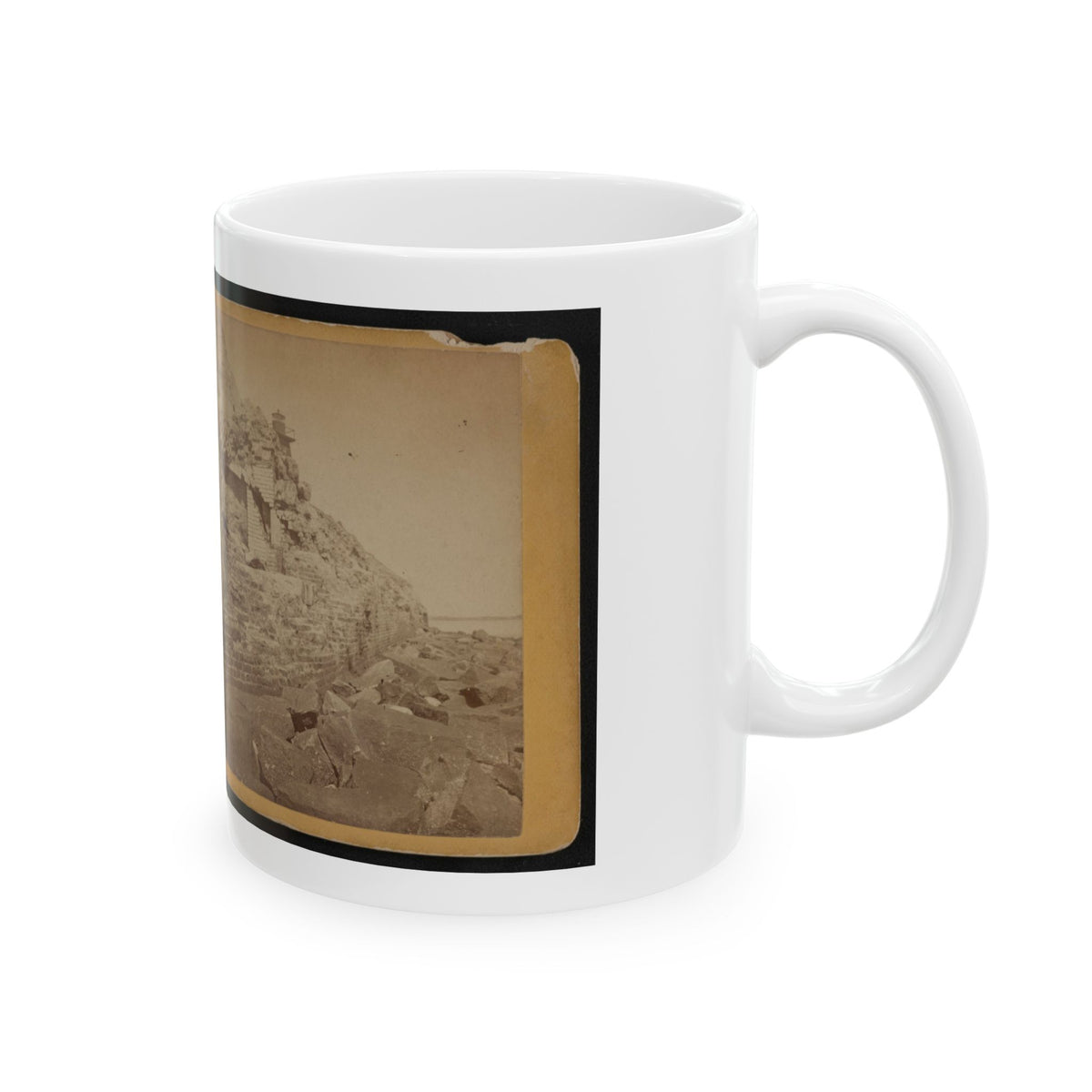 Damage To Exterior Wall Of Fort Sumter From Bombardment, Charleston, South Carolina (U.S. Civil War) White Coffee Mug