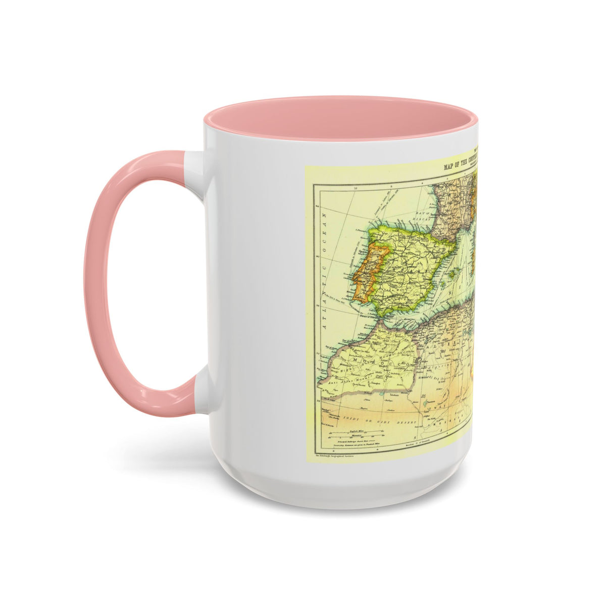 Mediterranean - Countries Bordering the (1912) (Map) Accent Coffee Mug