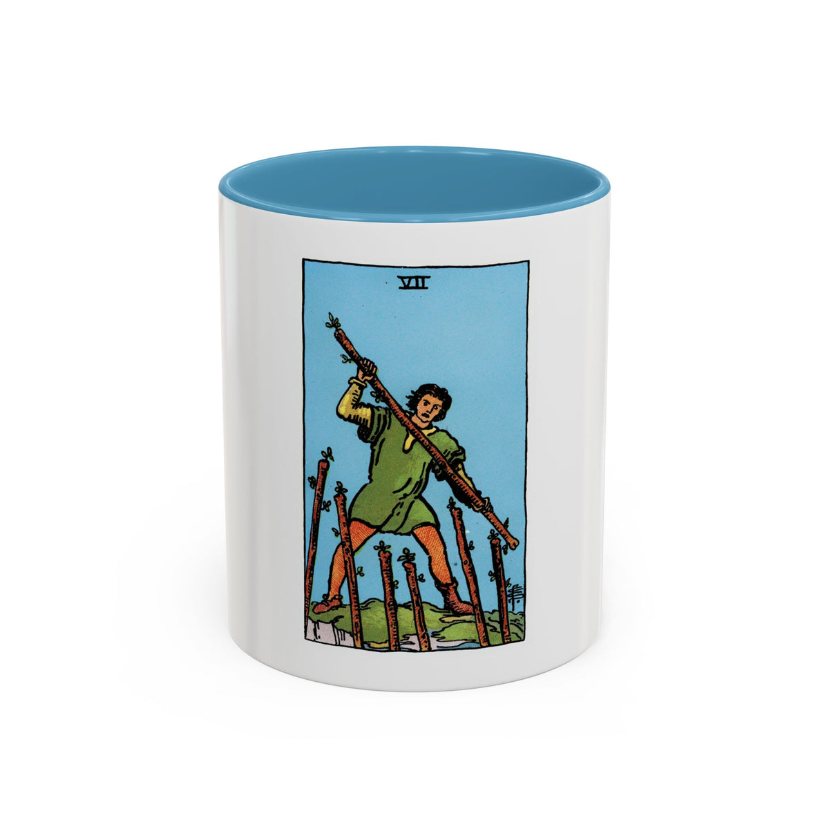 The 7 of Wands (Tarot Card) Accent Coffee Mug