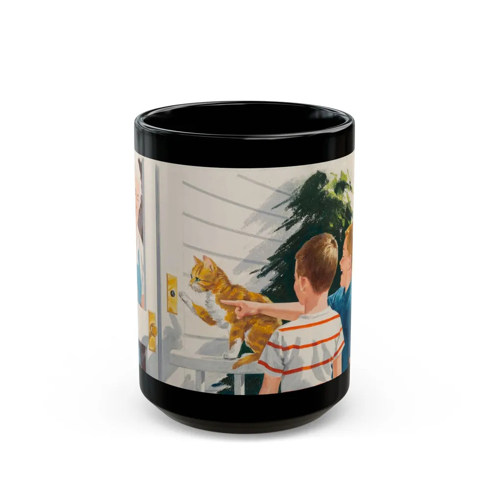 Doorbell, Dick and Jane illustration - Black Coffee Mug-15oz-Go Mug Yourself