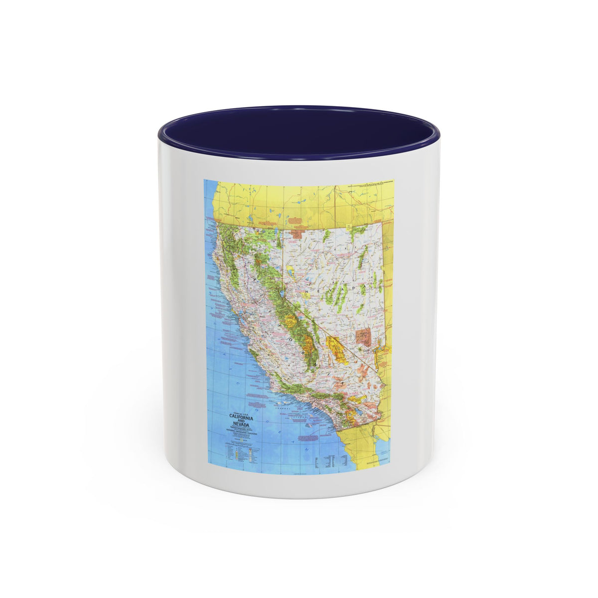 USA - California and Nevada 1 (1974) (Map) Accent Coffee Mug