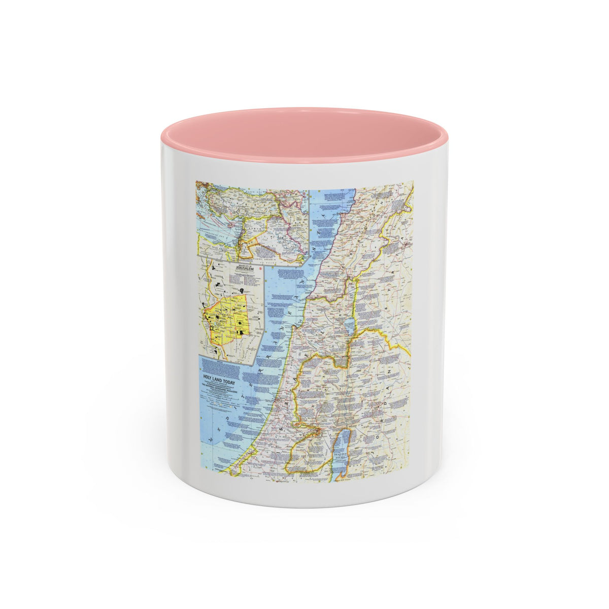 Middle East - Holy Land Today (1963) (Map) Accent Coffee Mug