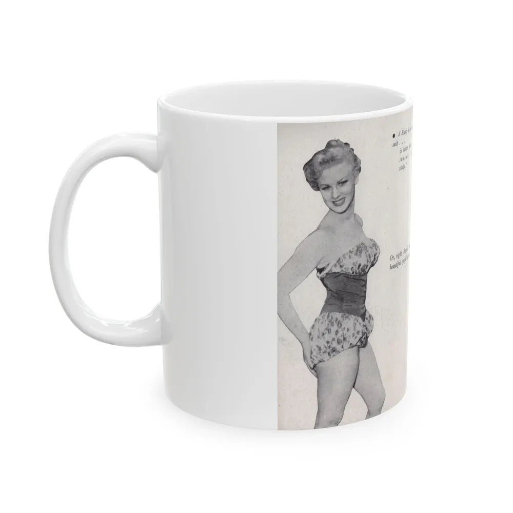 Norma Sykes #144 - 66 PHOTOGRAPHS OF Sabrina U.K. Pocket Mag. Pages 18 & 19 (Vintage Female Icon) White Coffee Mug-Go Mug Yourself