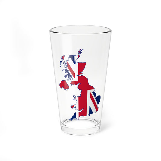 UK Outline and Flag (United Kingdom) Pint Glass 16oz