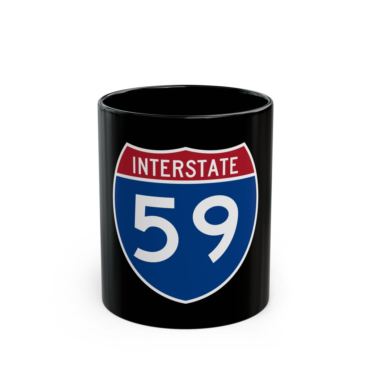 Flat highway marker for Interstate 59, blue with a red INTERSTATE header and the white route number 59.