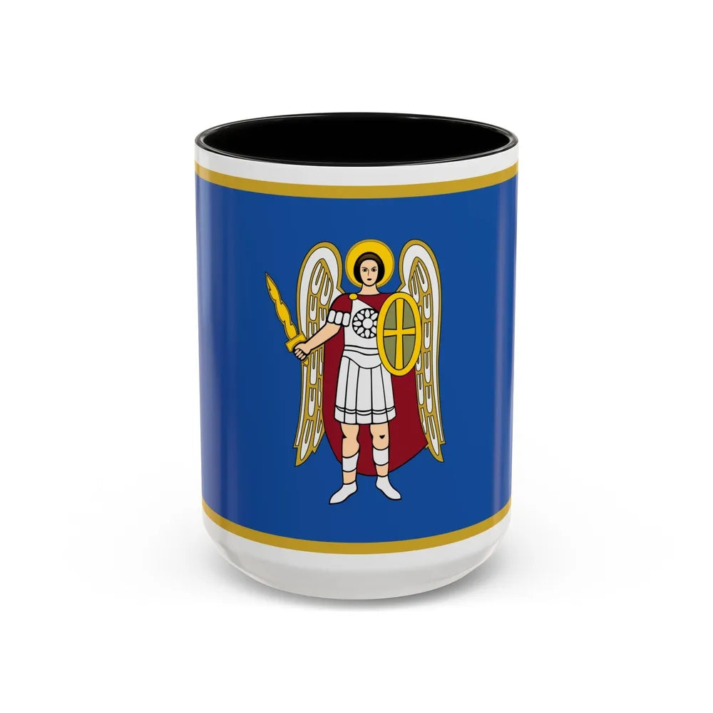 Flag of Kyiv Ukraine - Accent Coffee Mug-15oz-Black-Go Mug Yourself