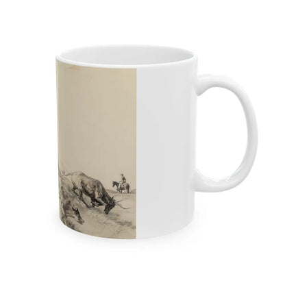 Cowboys Roping Steer - White Coffee Mug-Go Mug Yourself