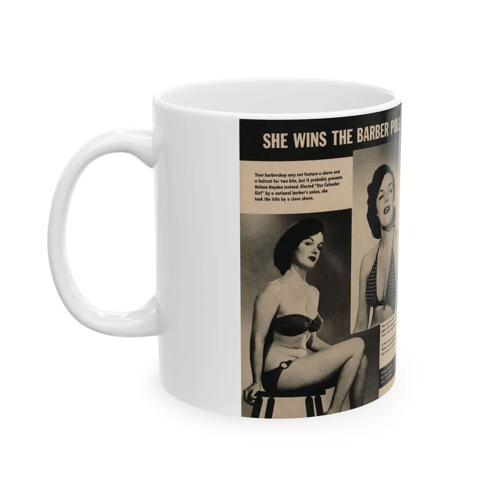 Helene Hayden #10 - 4 B&W Photos from GALA Mag. March '57 (Vintage Female Icon) White Coffee Mug-Go Mug Yourself