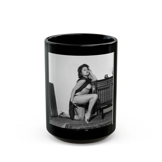 June Palmer #321 - Topless (Vintage Female Icon) Black Coffee Mug-15oz-Go Mug Yourself