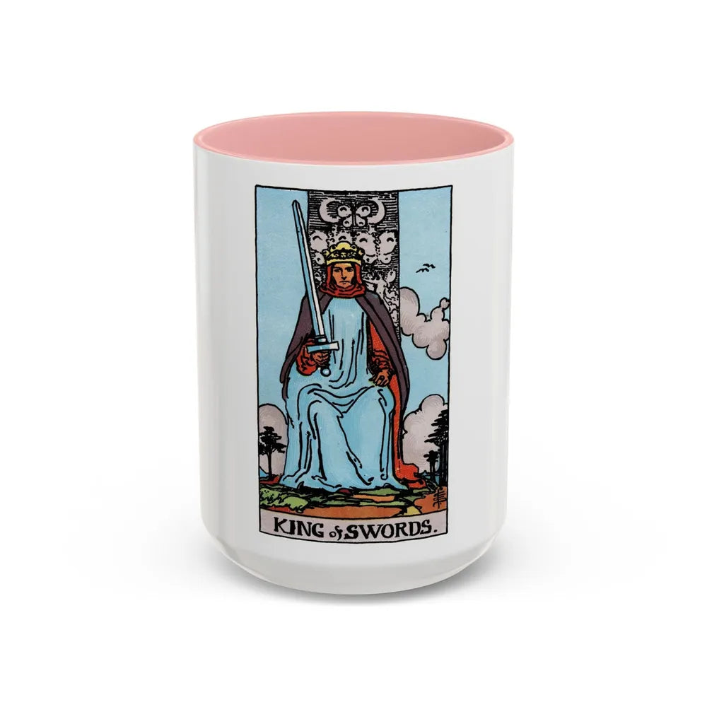 The King of Swords (Tarot Card) Accent Coffee Mug-15oz-Pink-Go Mug Yourself