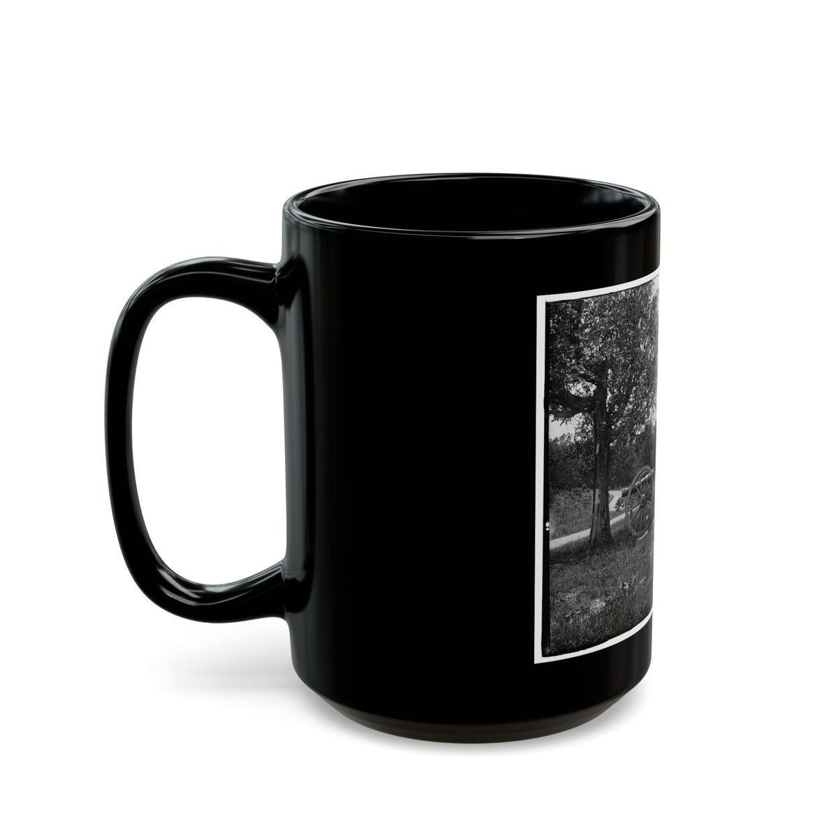 Cannons, Monument, And Cabin At Chickamauga And Chattanooga National Military Park (U.S. Civil War) Black Coffee Mug