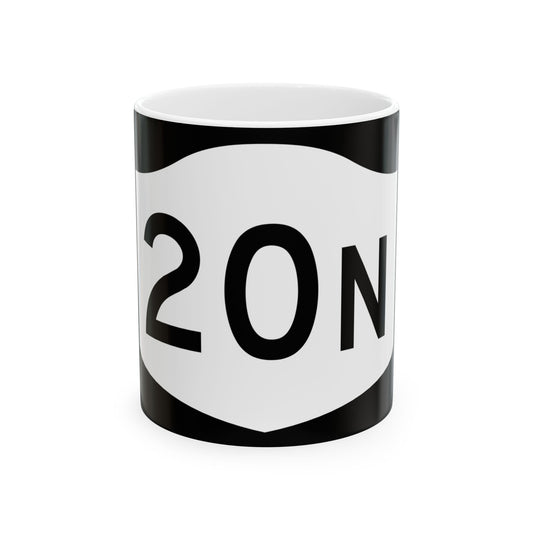 NY-20N (New York) (Road Sign) White Coffee Mug