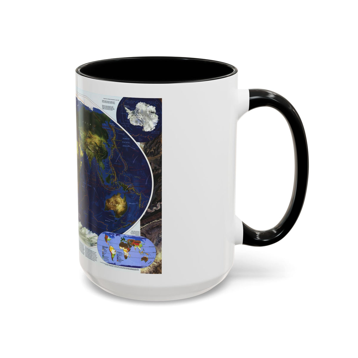 World Map - Physical Earth 1 (1998) (Map) Accent Coffee Mug