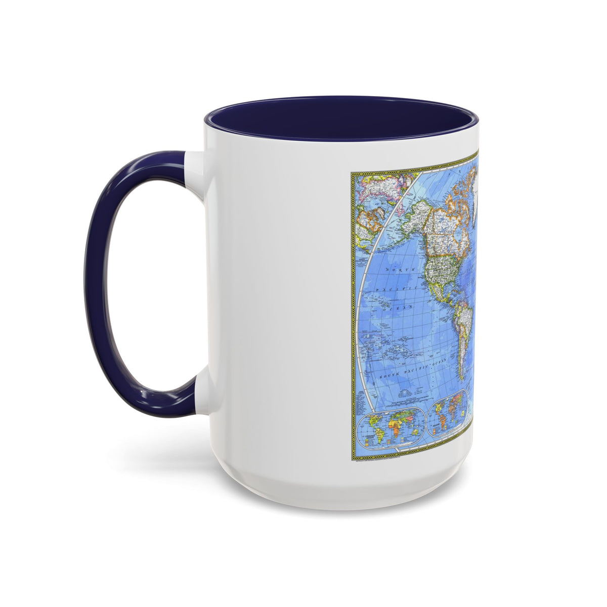 World Map - The Political World (1975) (Map) Accent Coffee Mug
