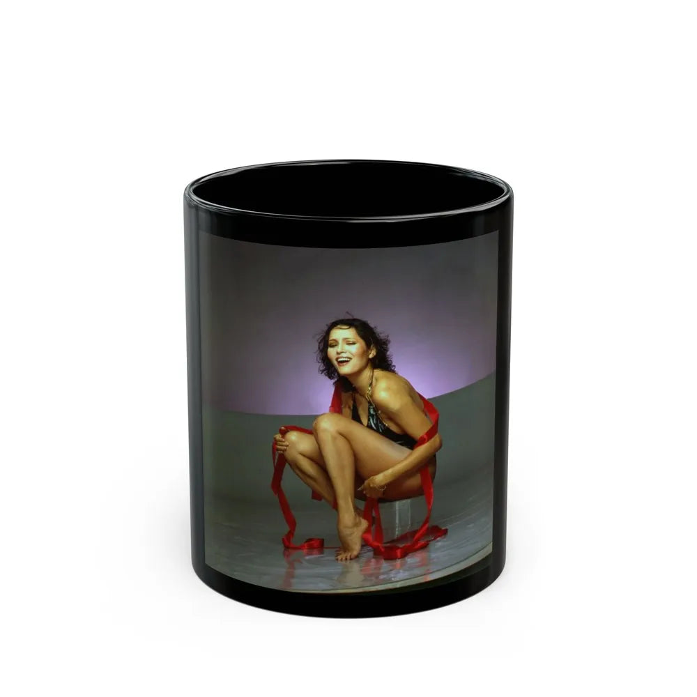 Barbara Carrera #95 (Vintage Female Icon) Black Coffee Mug-11oz-Go Mug Yourself