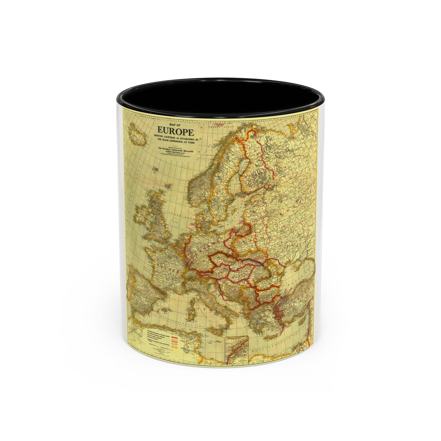 Europe, Conférence de paix à Paris (1920) (Carte) Tasse à café Accent