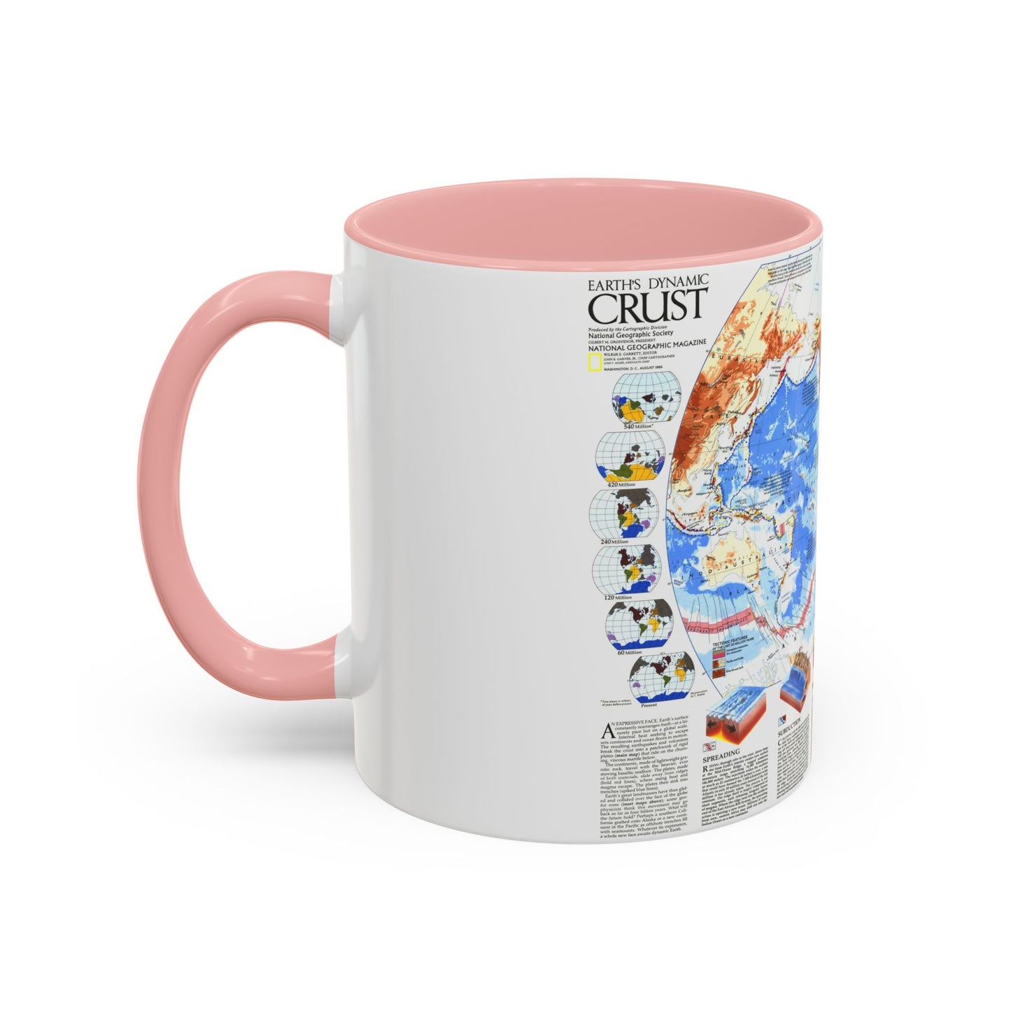 World Map - Earth's Dynamic Crust (1985) (Map) Accent Coffee Mug