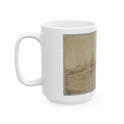 A Camp Made Up Of Small Cabins That Surround A Large Building (U.S. Civil War) White Coffee Mug