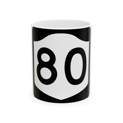 NY-80 (New York) (Road Sign) White Coffee Mug