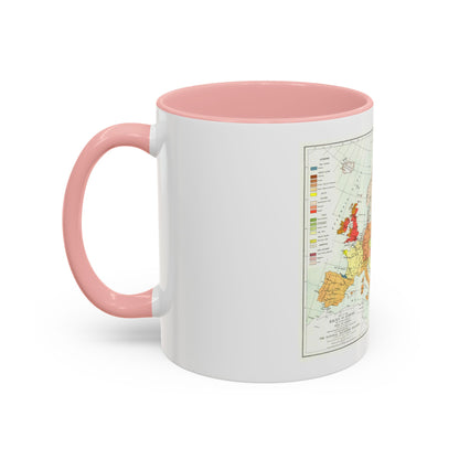 Europe & Adjoining Asia & Africa - The Races of (1919) (Map) Accent Coffee Mug