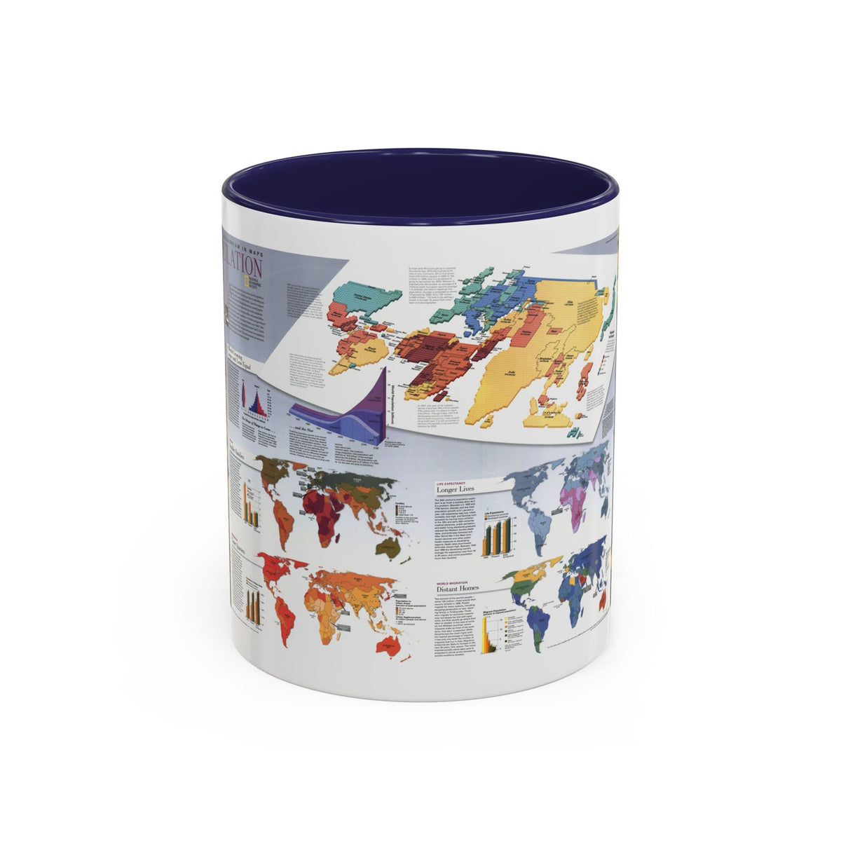 World Map - Population (1998) (Map) Accent Coffee Mug