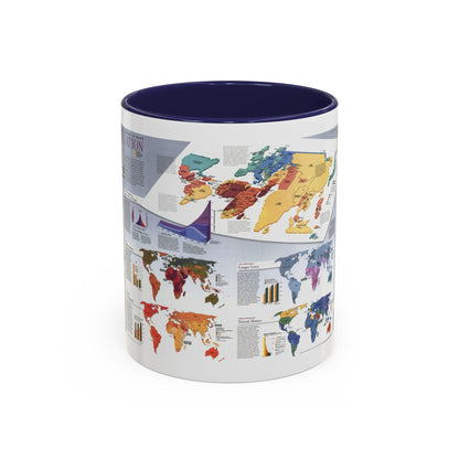World Map - Population (1998) (Map) Accent Coffee Mug