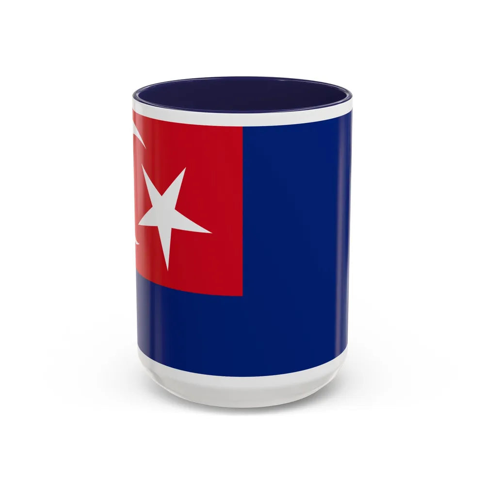 Flag of Johor Malaysia - Accent Coffee Mug-15oz-Navy-Go Mug Yourself