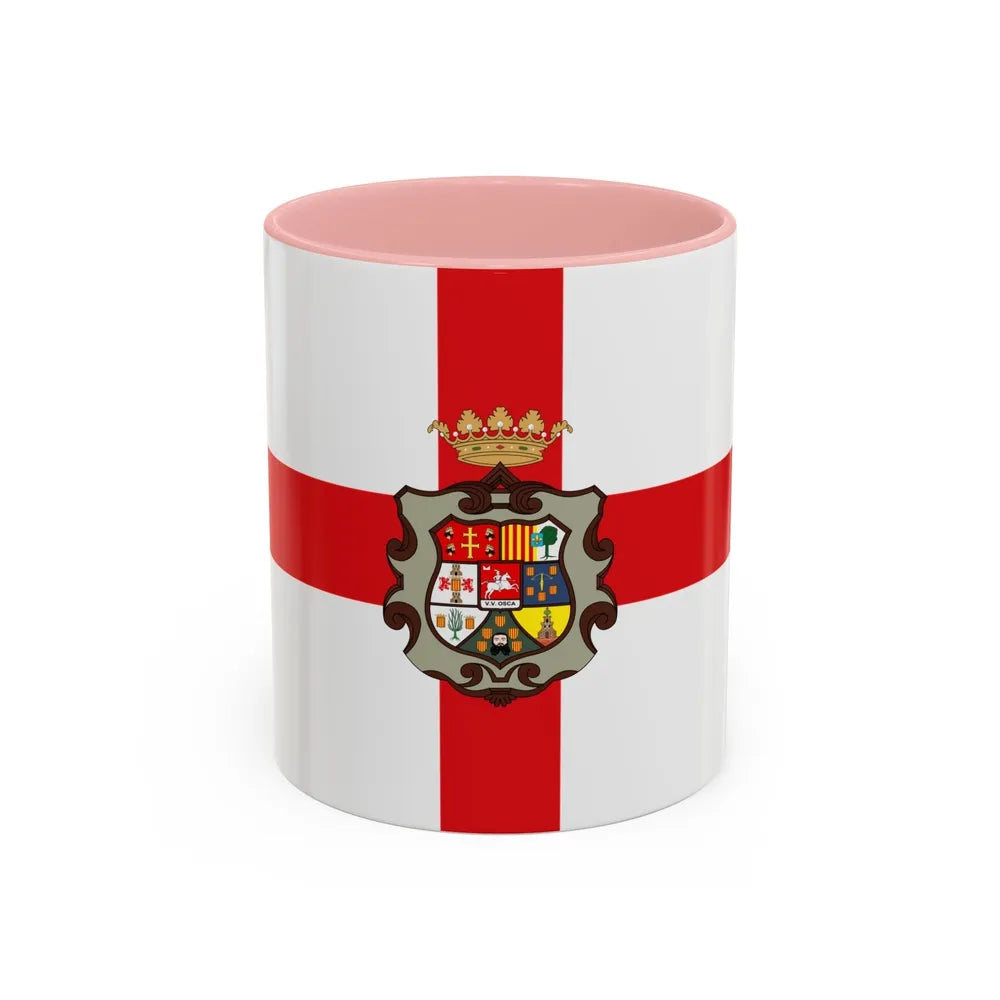 Flag of Huesca Spain - Accent Coffee Mug-11oz-Pink-Go Mug Yourself