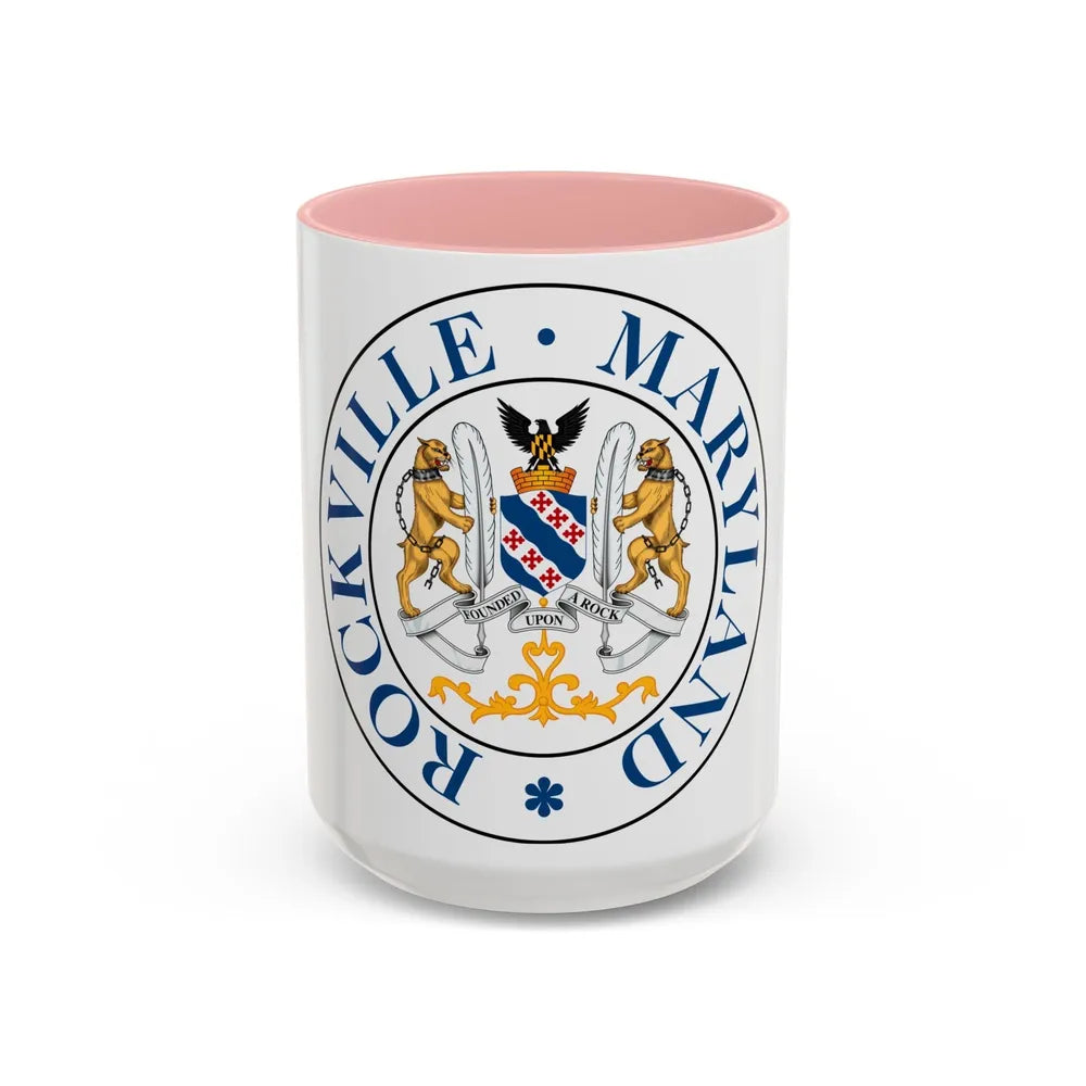 Seal of Rockville Maryland - Accent Coffee Mug-15oz-Pink-Go Mug Yourself