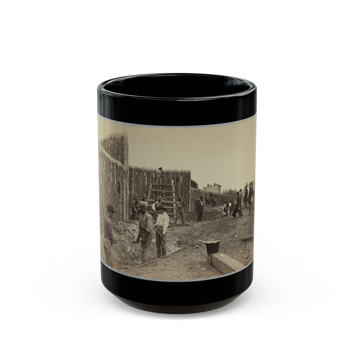 Building Stockade, Alexandria, Va.(2) (U.S. Civil War) Black Coffee Mug