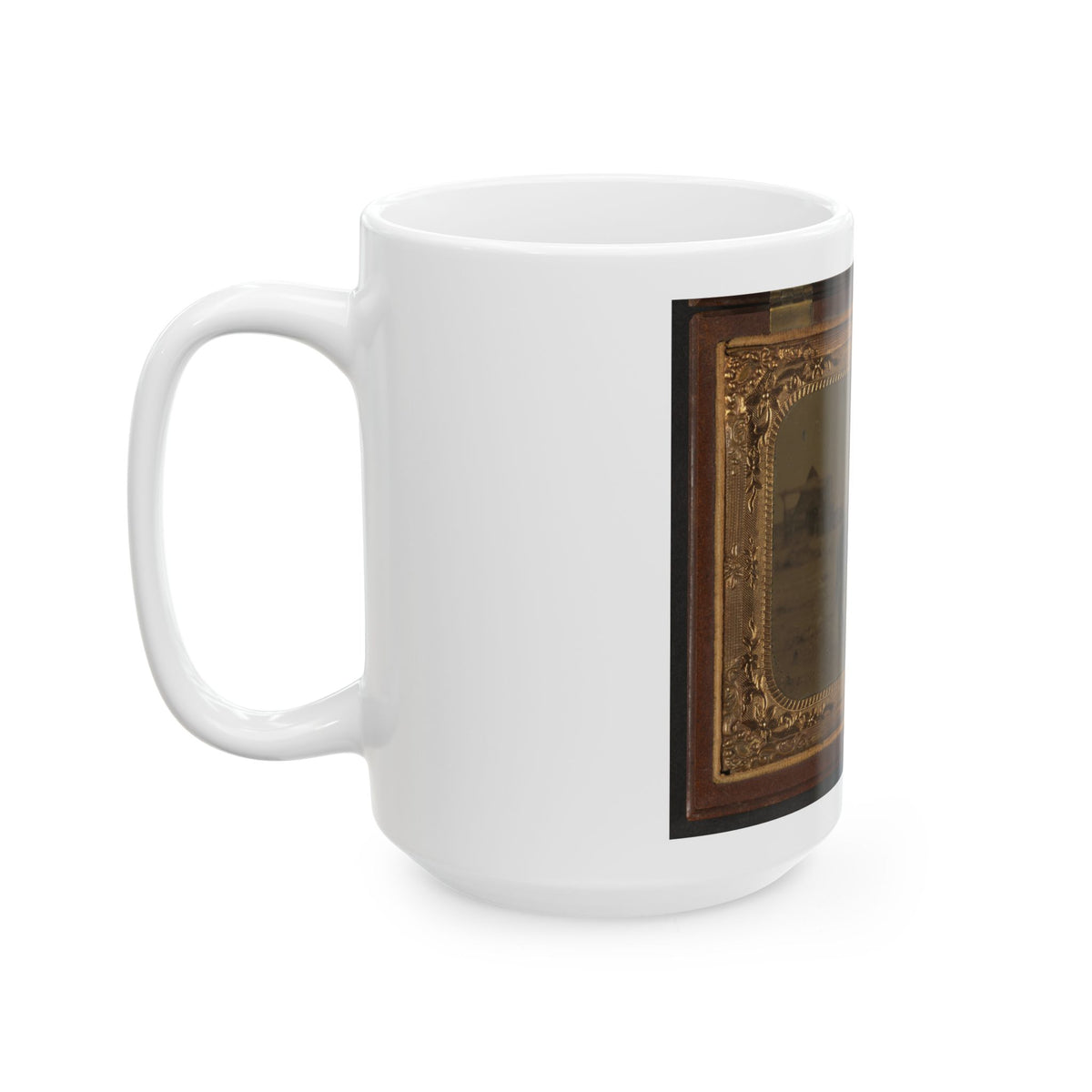 Unidentified Soldier In Union Uniform Atop Horse Blowing Bugle While Unsheathing Sword (U.S. Civil War) White Coffee Mug