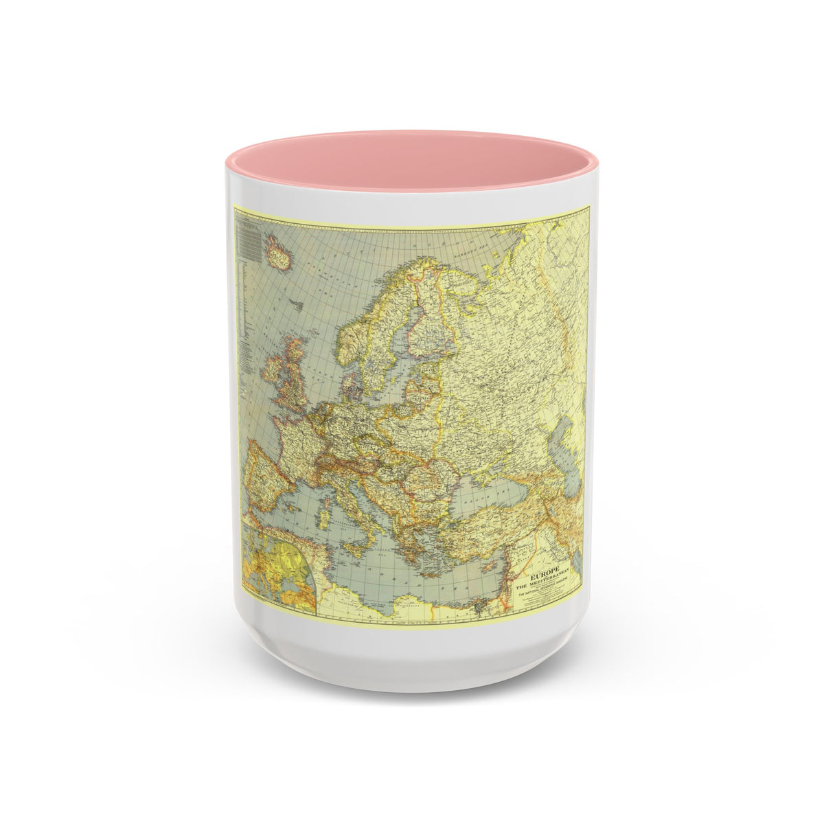 Europe and the Mediterranean (1938) (Map) Accent Coffee Mug