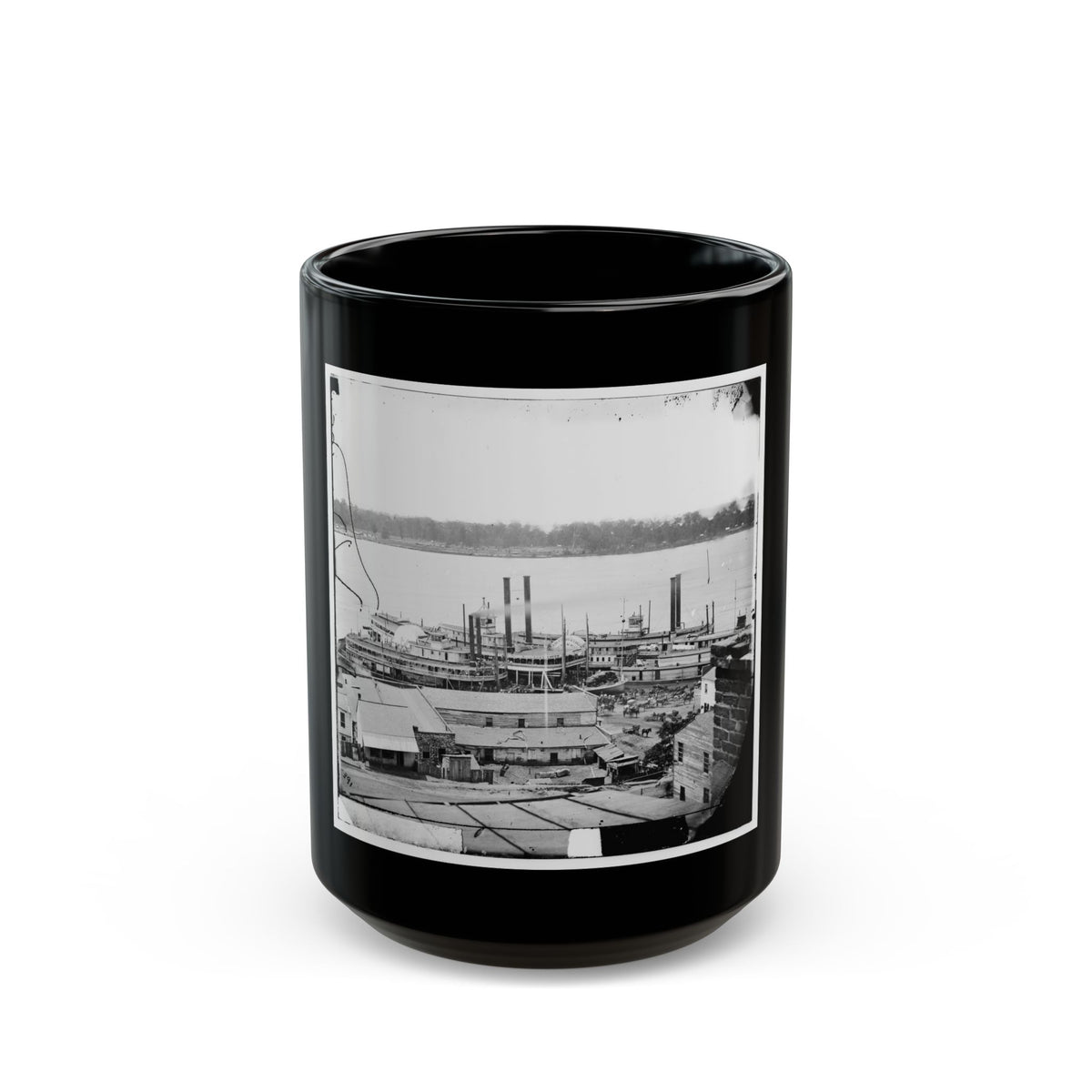 Vicksburg, Miss. Levee And Steamboats (U.S. Civil War) Black Coffee Mug