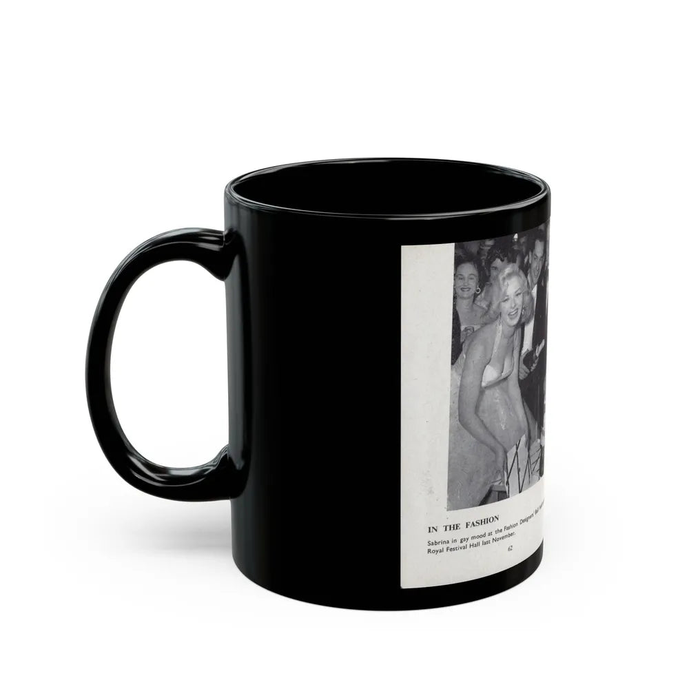 Norma Sykes #166 - 66 PHOTOGRAPHS OF Sabrina U.K. Pocket Mag. Pages 62 & 63 (Vintage Female Icon) Black Coffee Mug-Go Mug Yourself