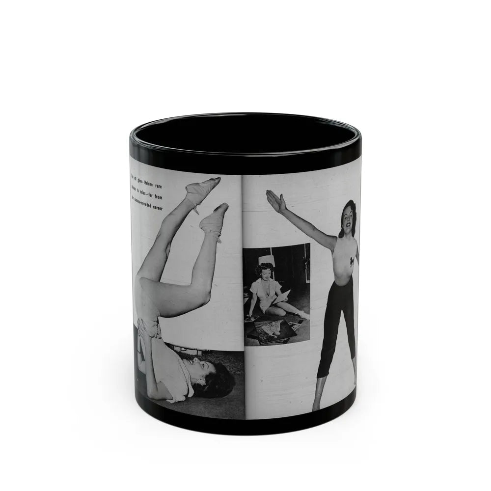 Helene Hayden #09 - 2 Pages, 3 B&W Photos & Caption from EYE Digest Mag. Nov. '53 (Vintage Female Icon) Black Coffee Mug-11oz-Go Mug Yourself