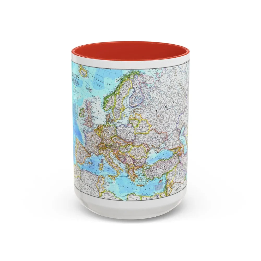 Europe (1992) (Map) Accent Coffee Mug-15oz-Red-Go Mug Yourself